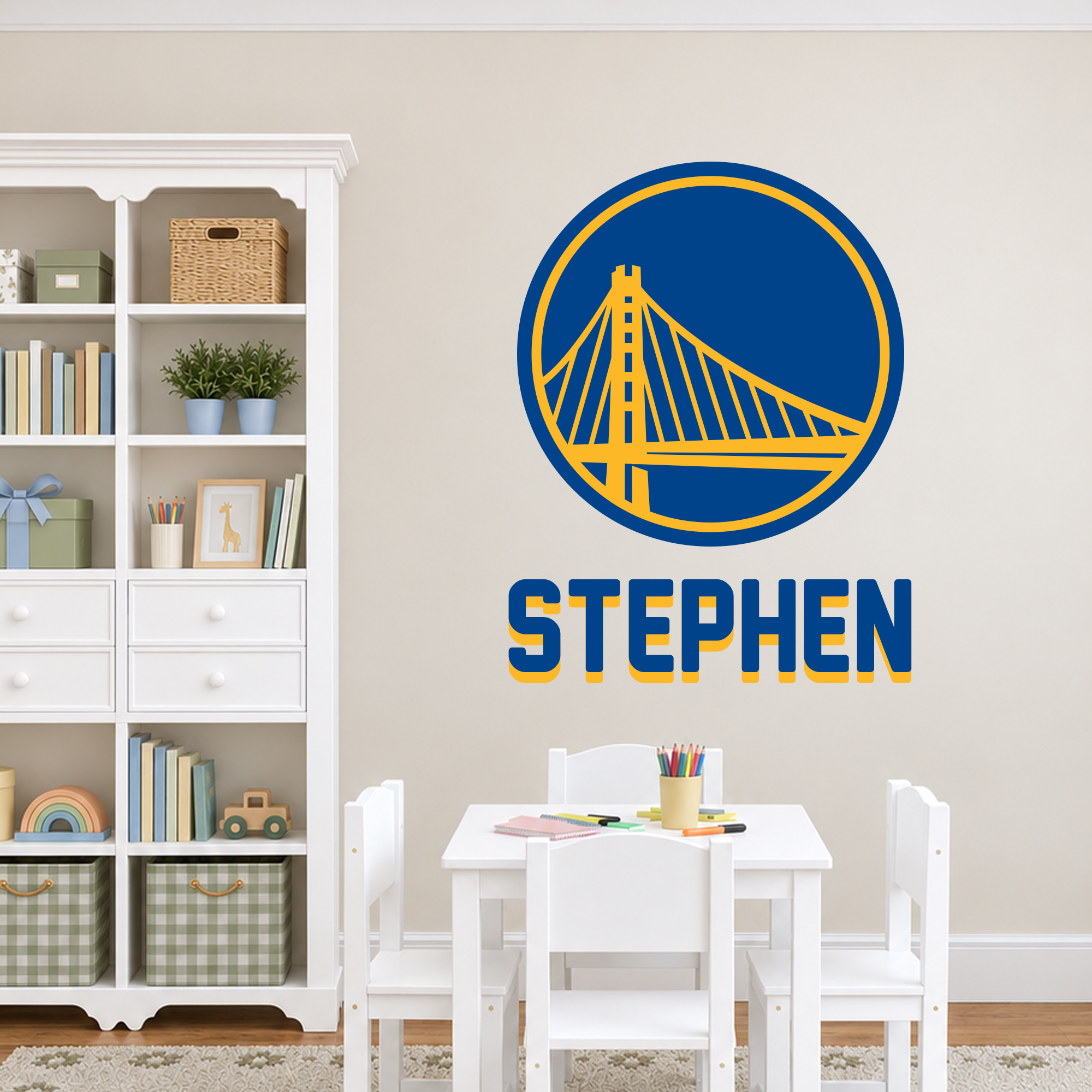Décalcomanies murales grand format avec logo d'équipe de la NBA™ et nom personnalisé