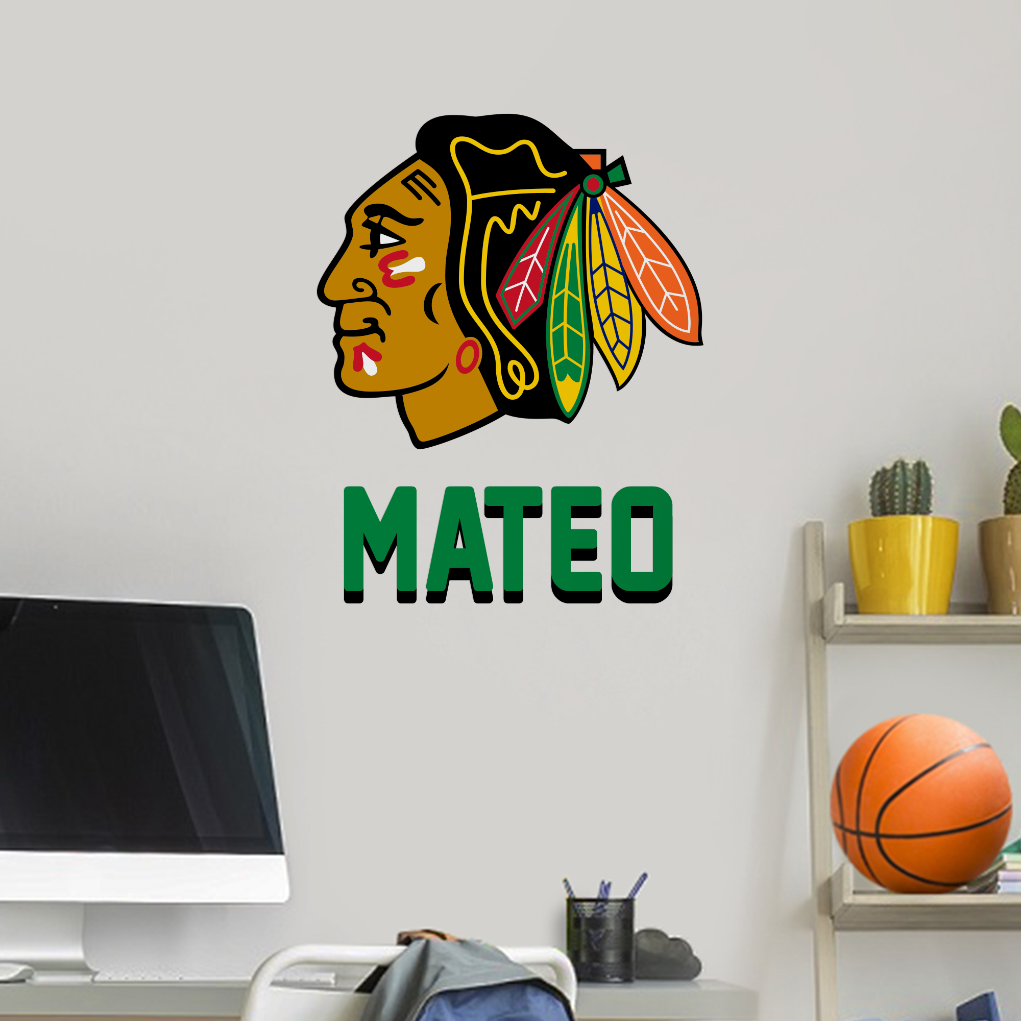 Adesivos de parede com logo de time da NHL® e nome personalizado